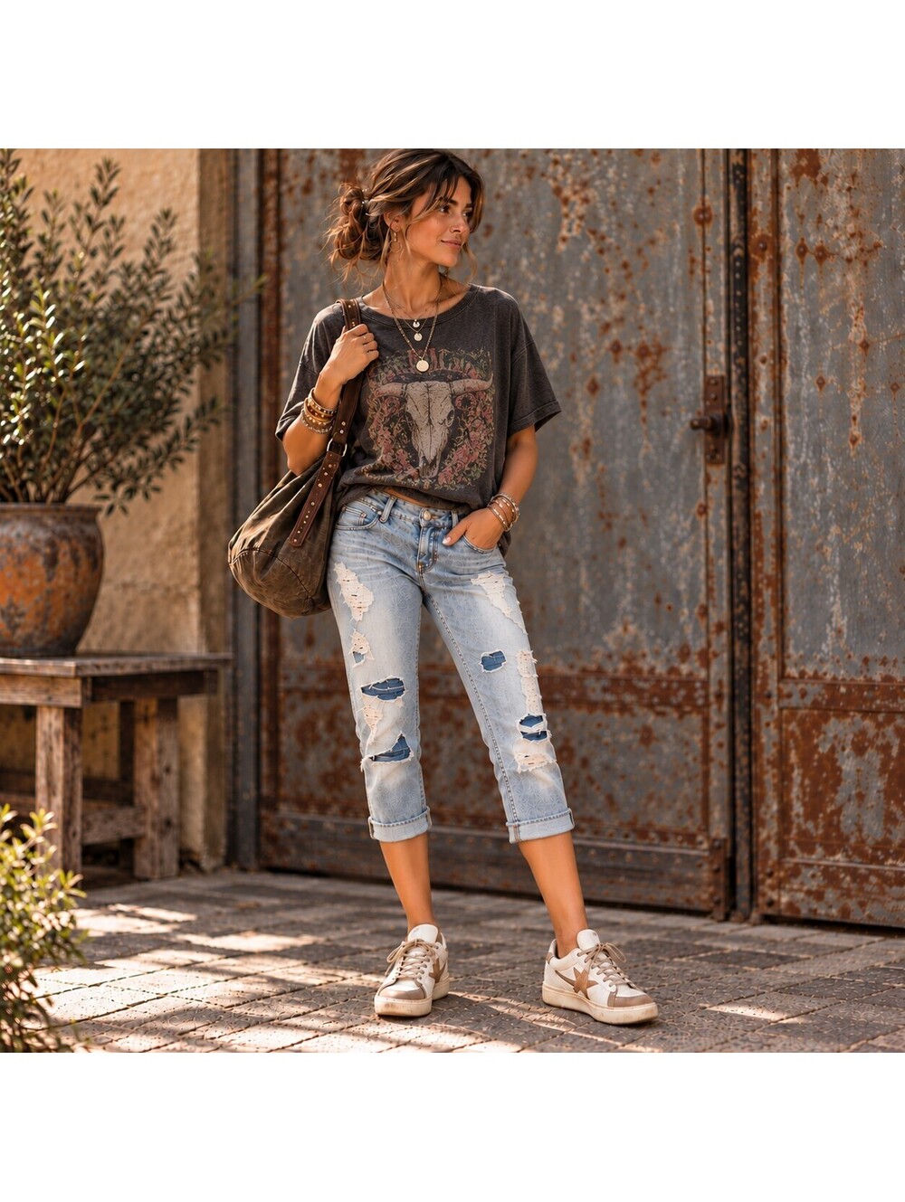 Miss Me Womens 25 Boyfriend Capri Distressed Jeans Light JB515P90 Streetwear Y2K